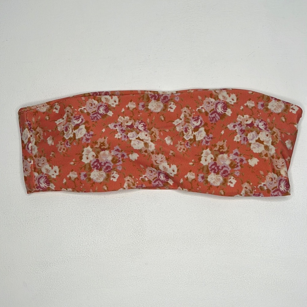 Lolli orange floral bandeau bikini top size small